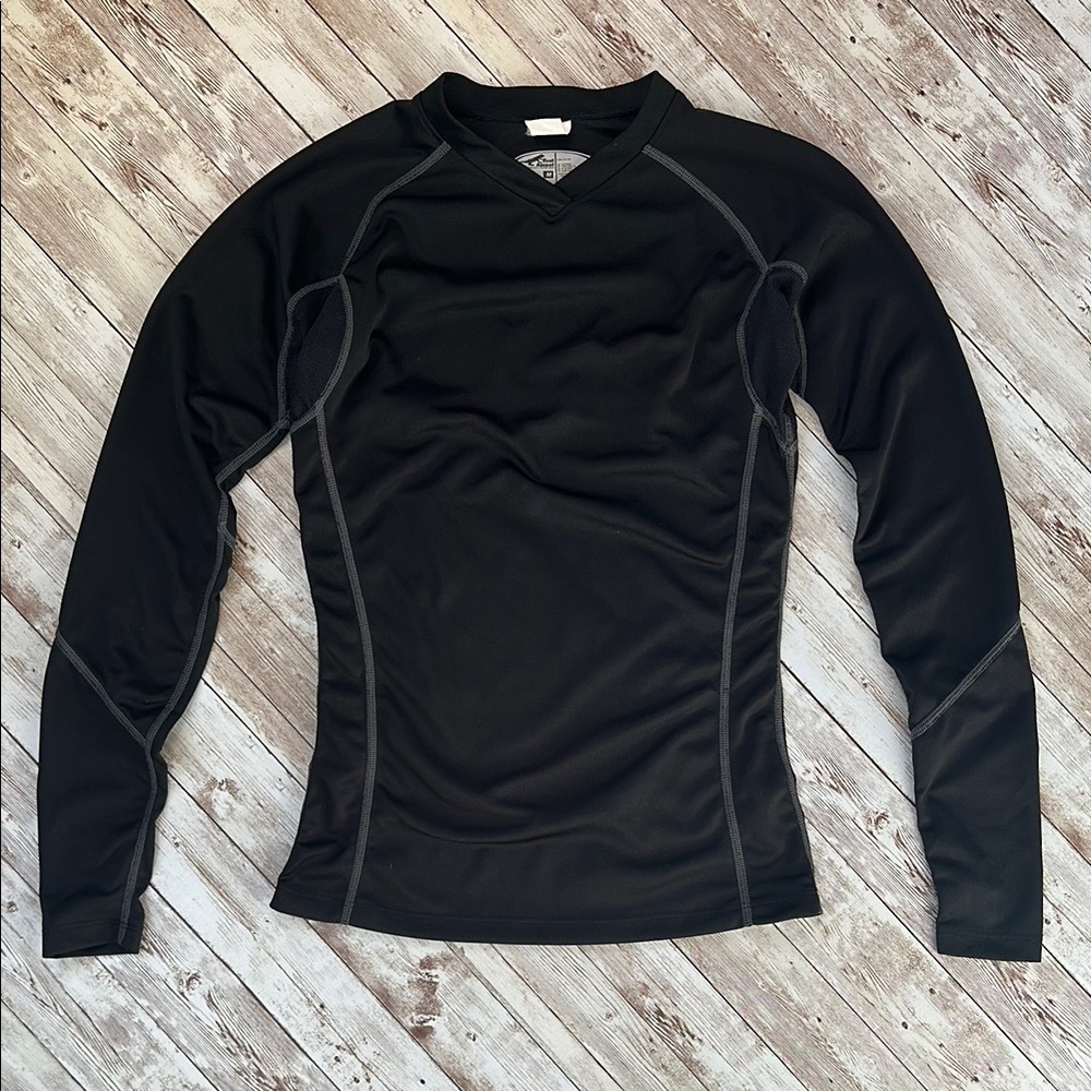 First Ascent Boys Compression Long Sleeve Top sz Medium Black Nylon Vented Sport